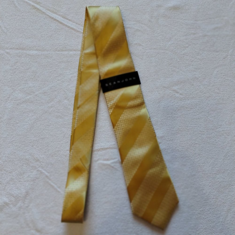 NWT Sean John Yellow Striped Silk Tie